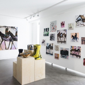 Installation view of the 2019 exhibition "Absolute Beginners" by Mie Olise Kjærgaard at Hans Alf Gallery