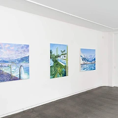 Installation view of the 2022 exhibition "Swimming Pool" by Natasha Kissell at Hans Alf Gallery
