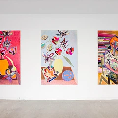 Installation shot of the exhibition "Die hellen Tage" by Armin Boehm at Hans Alf Gallery