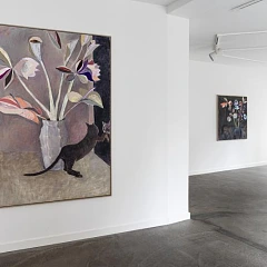 Installation view of the 2021 exhibition "Nachtcafé (pas d'assurance pour la Nuit)" by Armin Boehm at Hans Alf Gallery