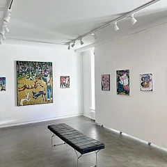 Installation view of the 2021 exhibition "Between a Rock and a Hard Place" by Ralf Kokke at Hans Alf Gallery