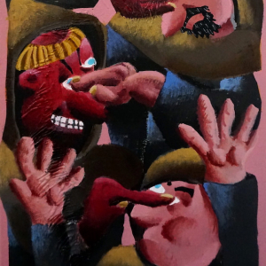 Ralf Kokke: Intruder 2020 Egg Yolk Acrylics on Canvas 40 x 60 cm