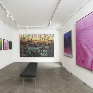 Installation view of the 2021 exhibition "Café Malmø" by Anders Brinch at Hans Alf Gallery