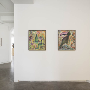 Installation view of the 2021 exhibition "Café Malmø" by Anders Brinch at Hans Alf Gallery