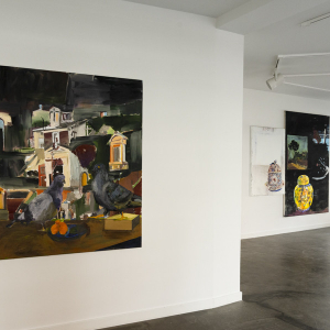 Installation view from the exhibition “Duerne fra Rom (The Pigeons of Rome)” by Erik A. Frandsen at Hans Alf Gallery