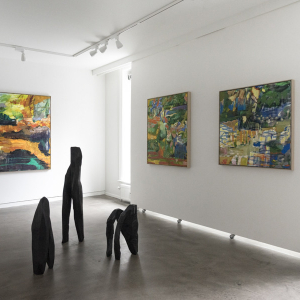 Installation view of the 2021 exhibition "Let's Swim in this River of Pain and Joy" by Magnus Fisker at Hans Alf Gallery