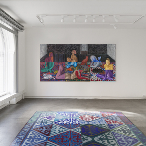 Installation view of the 2021 exhibition "Linear Disruptions" by Anne Torpe at Hans Alf Gallery
