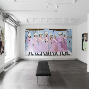 Installation view of "Hysteria", 2020, by Mie Olie Kjærgaard at Hans Alf Gallery