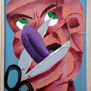 slip of the tongue 2020 acrylics on wood 20 x 30 cm, by Ralf Kokke