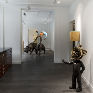 Installation view of the 2018 exhibition "Bortenfor" by Fredrik Raddum at Hans Alf Gallery