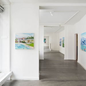 Installation view of the 2022 exhibition "Swimming Pool" by Natasha Kissell at Hans Alf Gallery