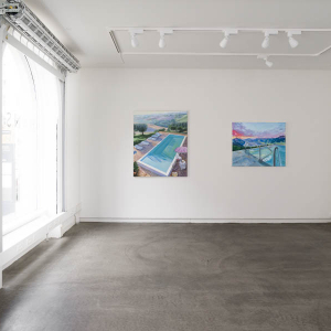Installation view of the 2022 exhibition "Swimming Pool" by Natasha Kissell at Hans Alf Gallery