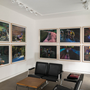 Installation view of the 2022 exhibition "Bicycle Drawings" by Erik A. Frandsen at Hans Alf Gallery