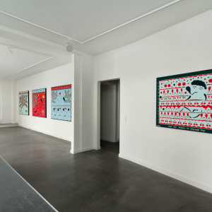 Installation view of the 2022 exhibition "Apricots and Freshwater Pearls" by Anders SCRMN Meisner at Hans Alf Gallery