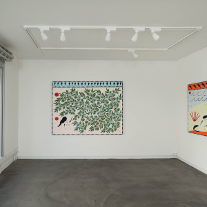 Installation view of the 2022 exhibition "Apricots and Freshwater Pearls" by Anders SCRMN Meisner at Hans Alf Gallery