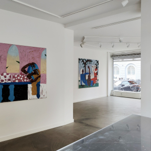 Installation view of the 2022 exhibition "Bedtime Stories" by Ralf Kokke at Hans Alf Gallery