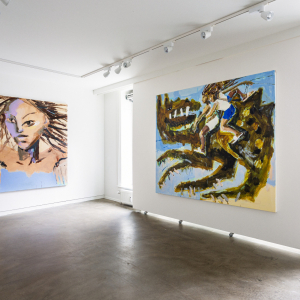 Installation view of the 2023 exhibition "Blind Spots" by Mie Olise Kjærgaard at Hans Alf Gallery
