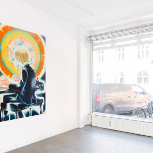 Installation view of the exhibition "Two Worlds" by Martin Bigum at Hans Alf Gallery
